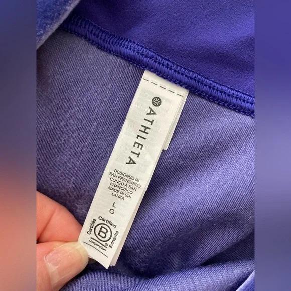 Athleta Elation Velvet Tight Leggings Periwinkle Purple Blue L Large - Picture 6 of 7
